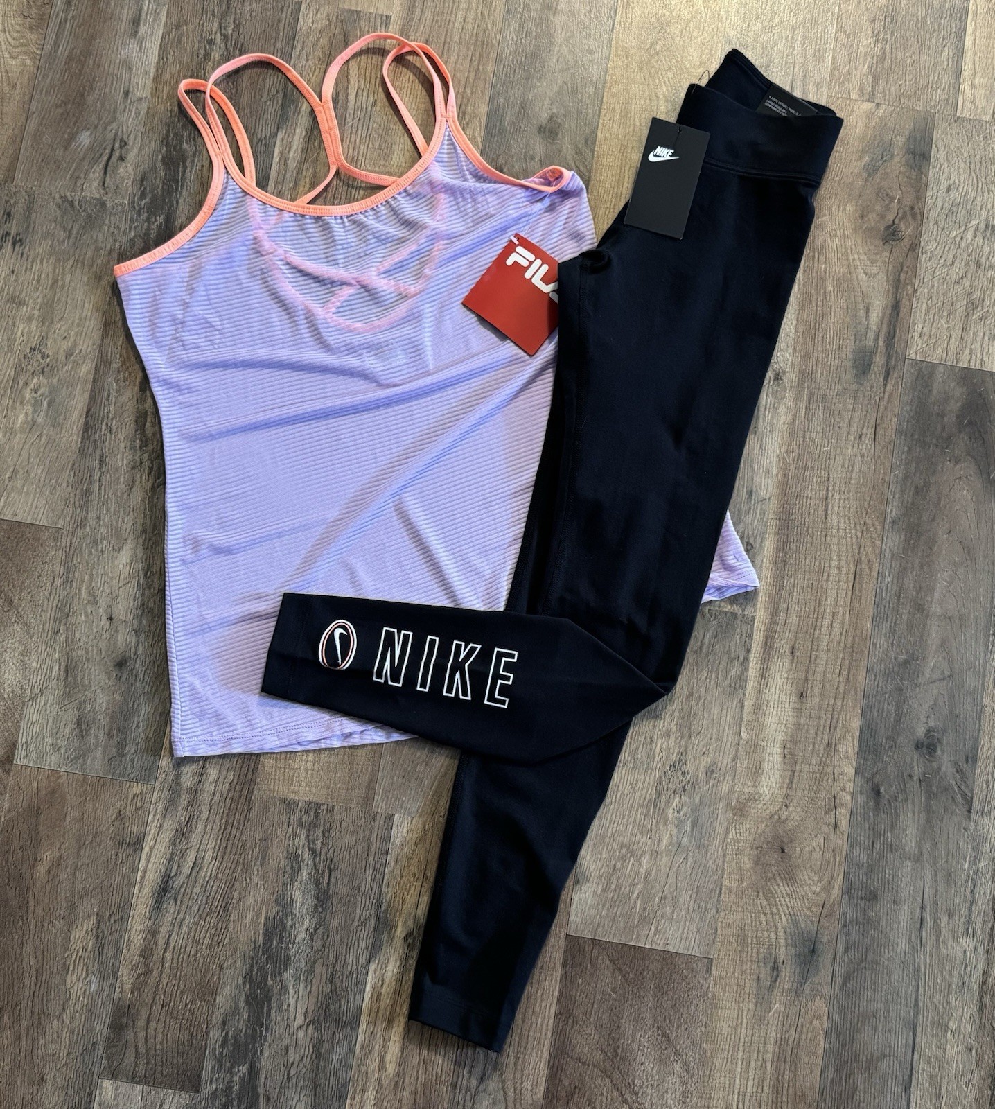 Set canottiera e leggings donna Nike Fila nuovi 2 pezzi taglia XS S