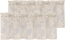 DWCN 2 Pack Floral Lace Valance for Kitchen - Elegant Floral Design Rod Pocket H