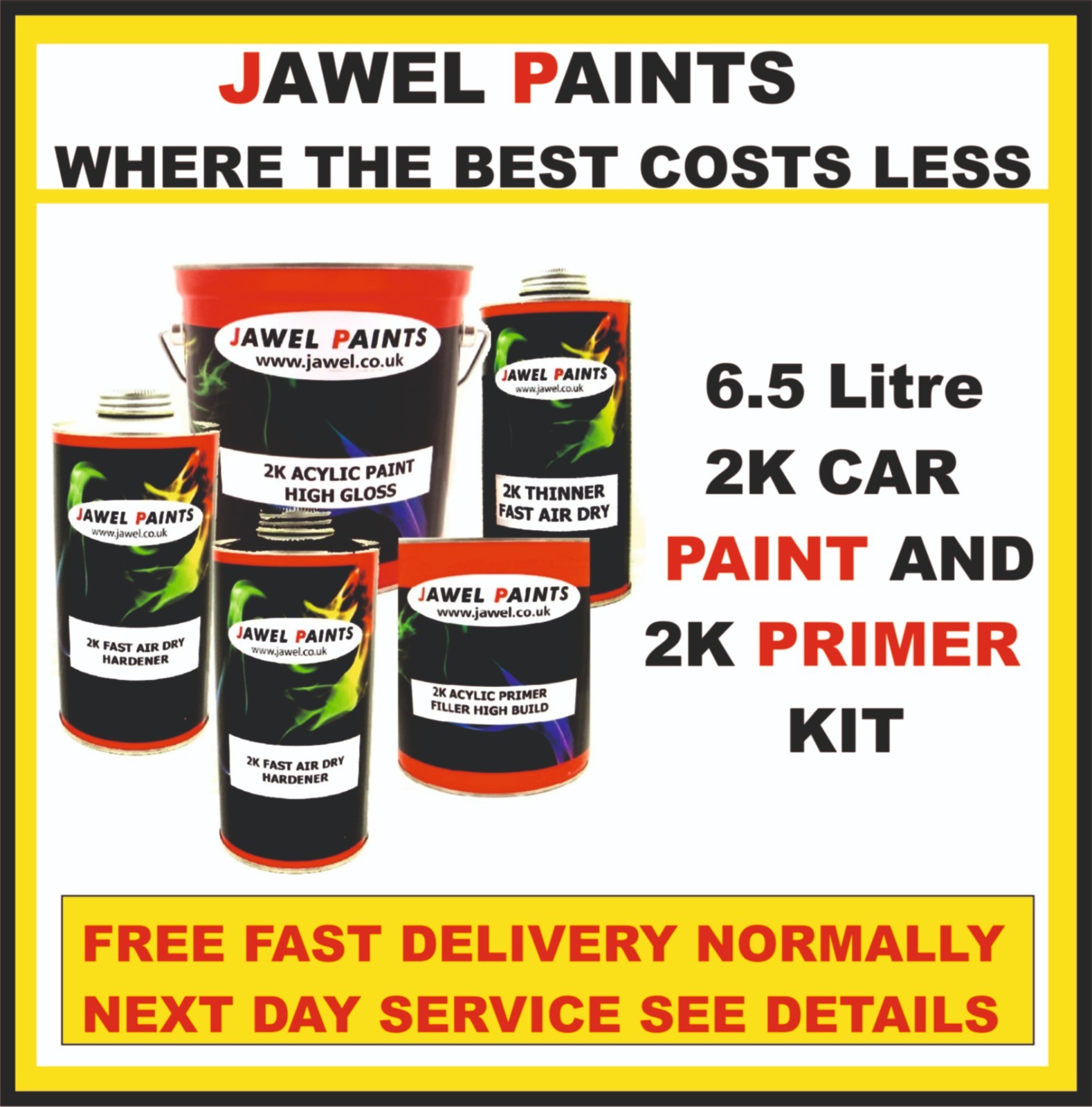 CAR PAINT 2K ACRYLIC 6.5 Litre PAINT Kit Toyota 3E5 Super Red