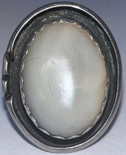 Oval Mother Of Pearl Inlay Sterling Silver Ring Size 7 6.85g
