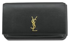 Saint Laurent 635095 Phone Holder Black Leather 2284 Shoulder Authentic Women