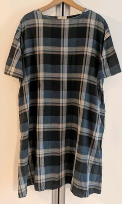Samansa Mos2 - Check smock Dress Cotton Linen FSS-1101903 with pockets M