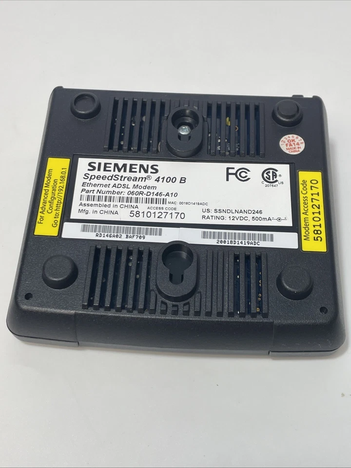 SpeedStream 4100 Ethernet ADSL Modem Replacement New Modem Only No Cord - Image 3 of 4