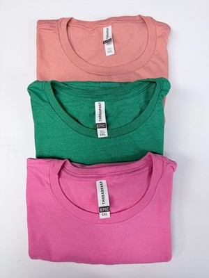 Threadfast EPIC 5XL T-Shirt Bundle 3 Pack Heather Blank Soft Cotton Poly Tees