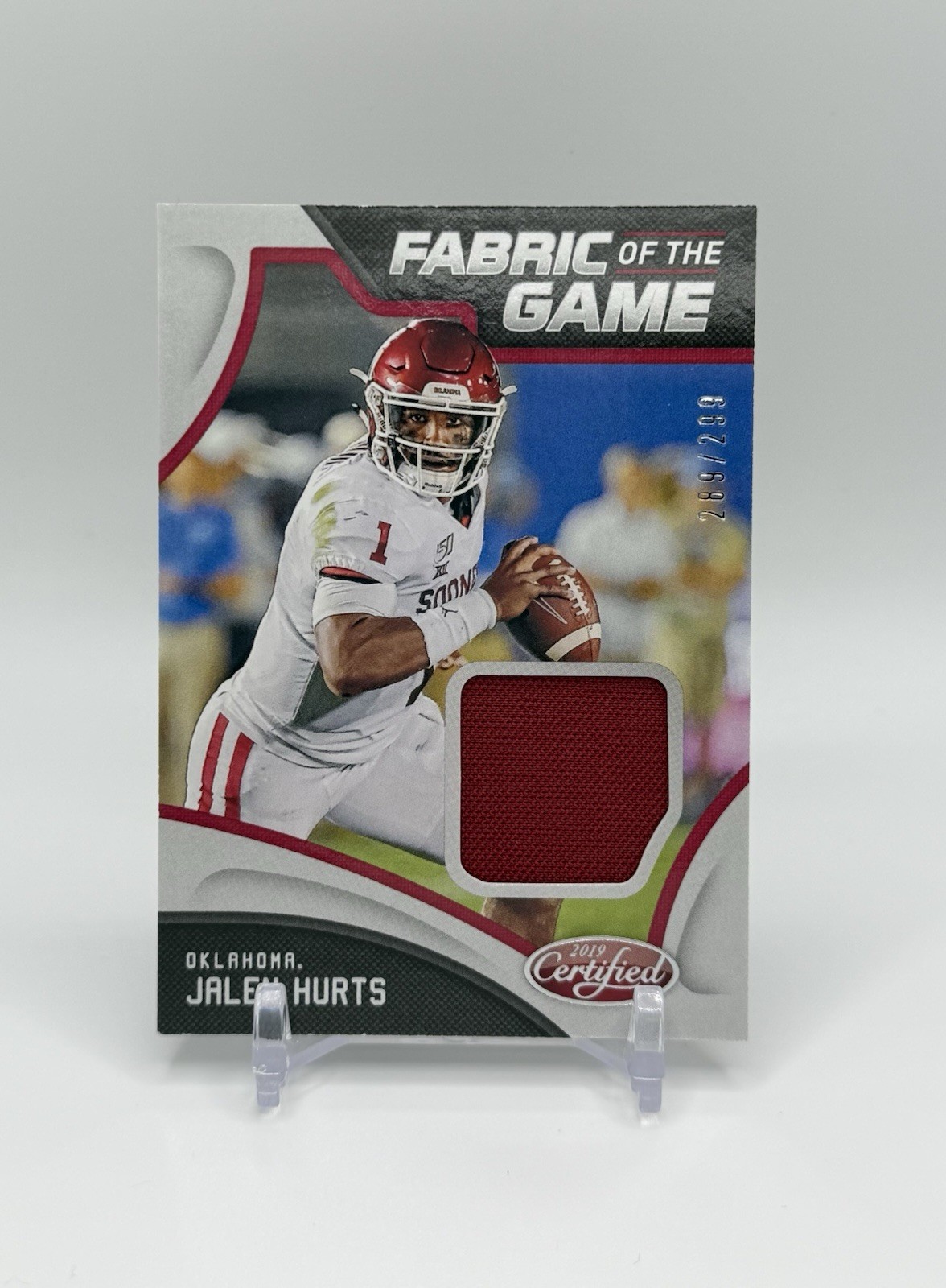 Jalen Hurts Panini Chronicles Draft Picks Certified Collegiate Fabric of the Game #18 Base