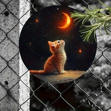 787inch Vintage Moon Sunset Starry Night Round Aluminum Art