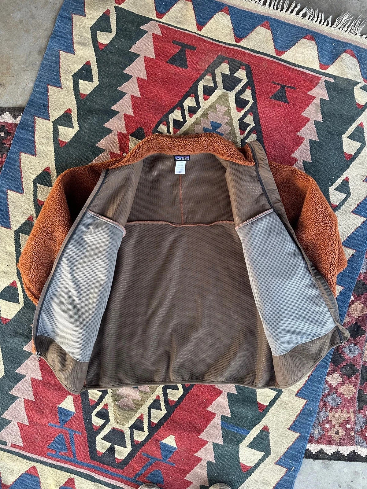 Rare PATAGONIA Deep Pile Fleece Brown Cedar Cardigan Gorpcore Retro-X XL   thumbnail 3