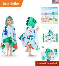 Kids Beach Towels Hooded Towel Pool Poncho Dinosaur Ages 3 10 Green