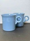 Fiesta Ware HLC Sky Blue Ring Handle Mug Set 2 Tapered USA EUC