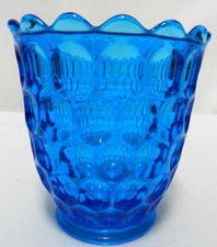 Vintage Fenton Thumbprint figurine Vase 4" Tall x 3.5" wide ruffled Mid Century