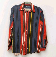 Vtg Ralph Lauren Polo Button Down Shirt Mens Sz XL Long Sleeve Striped Blue Red