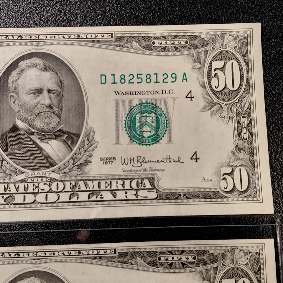 1977 ($50) Two  "Consecutive" Fed Res Notes - Cleveland, OH. Nice Condition - Image 2 of 4