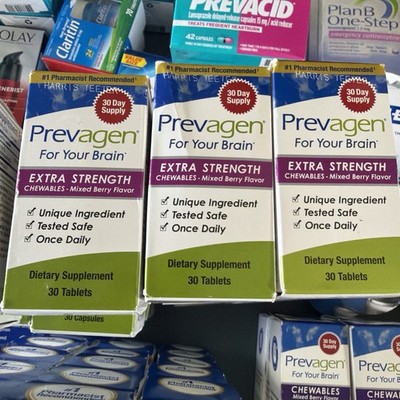 Prevagen Extra Strength 20mg Chewable Tablets 30 Count Mixed Berry Lot Of 3