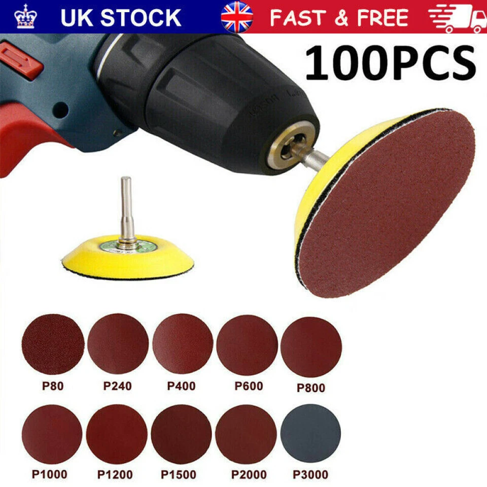 100Pcs 3" 80-3000 Grit Sanding Discs Sandpaper Pads for Drill Wet Dry Hook Loops - Image 3 of 4
