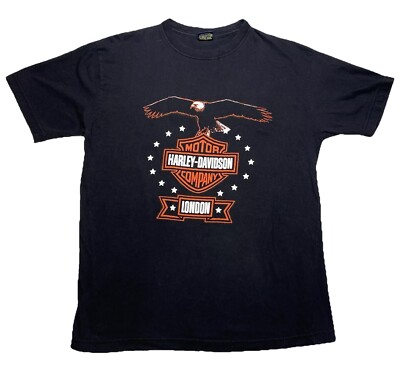 1992 Harley-Davidson London Tシャツ XL ブラック 1992 Harley Davidson Righteous Ruler 3D Emblem XL vintage T
