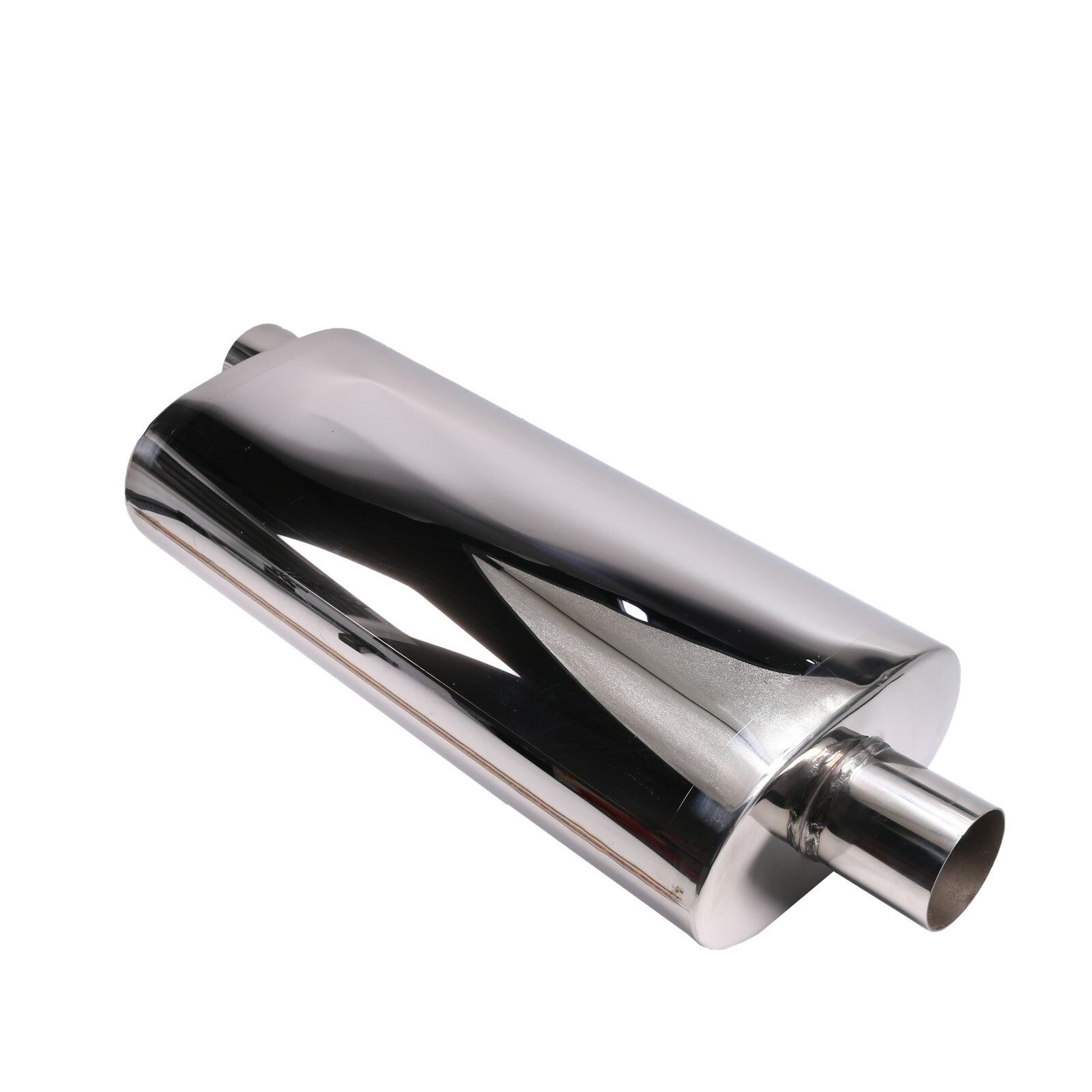 2.5" 63mm 5" x 8" Oval x 18" 304 Stainless Steel Exhaust Silencer