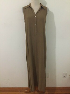 Banana Republic Sleeveless 1/2-Button Maxi Dress Walnut Brown Size 4