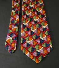 Pierre Balmain Men's Tie 100% Silk Tie Colorful Geometric Made in the USA VTG