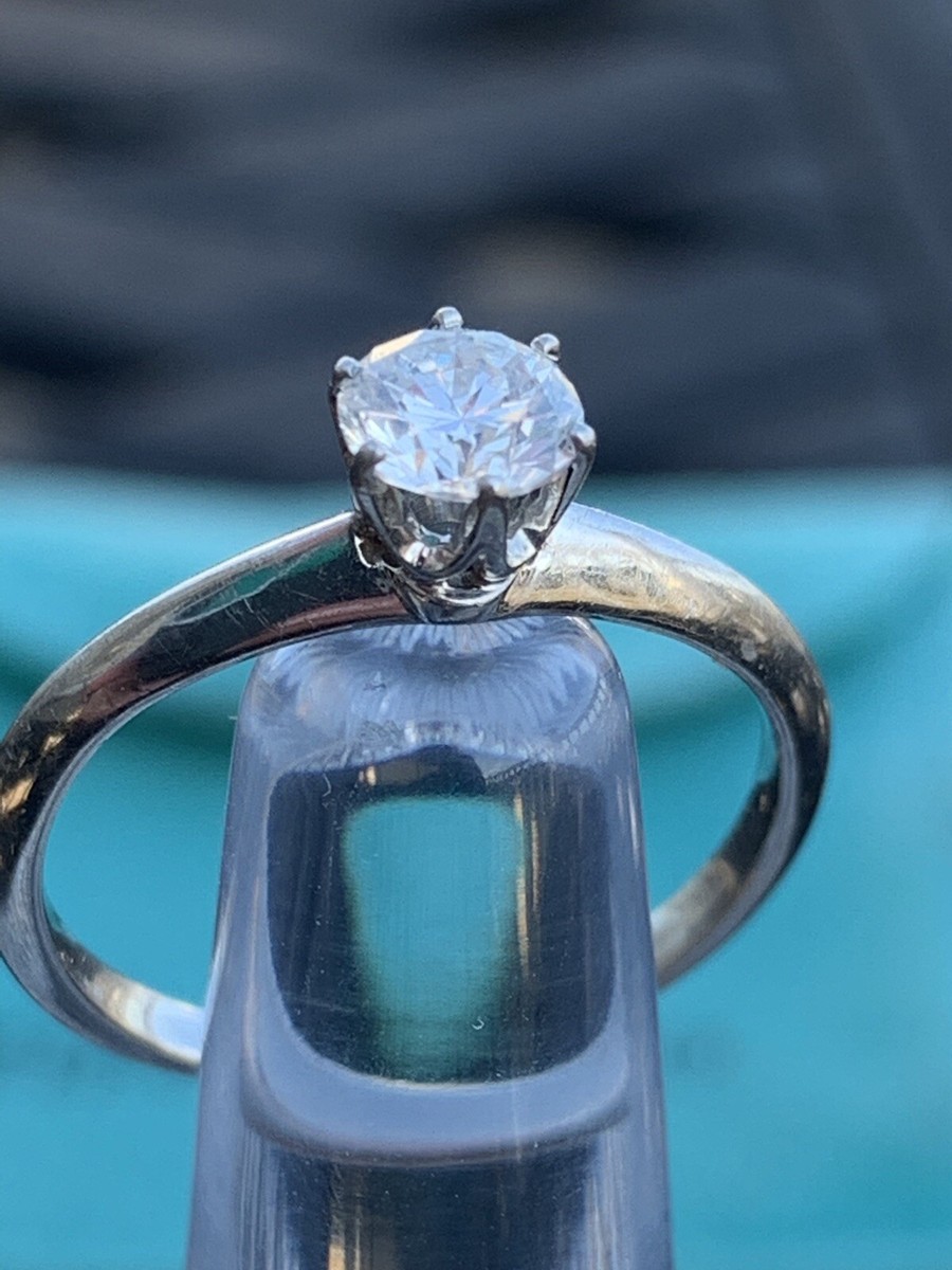 Tiffany & Co Platinum Solitaire Diamond Knife Edge Ring .33 Carats