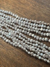 Old Stock White Iridescent Freshwater Pearl Rice Beads 16in Strand White