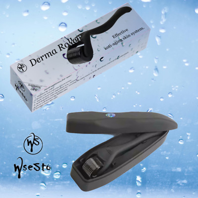 PREMIUM Derma Roller 0,3-1,5 mm 540 Nadeln Anti Aging Schwarz Matt Hautpflege