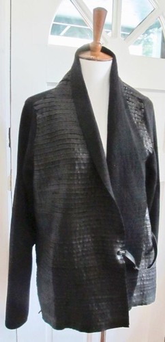 Annette Goertz Jacket - Since 1994 - Sz Large Black Wool Blend & Leather - Picture 2 of 12