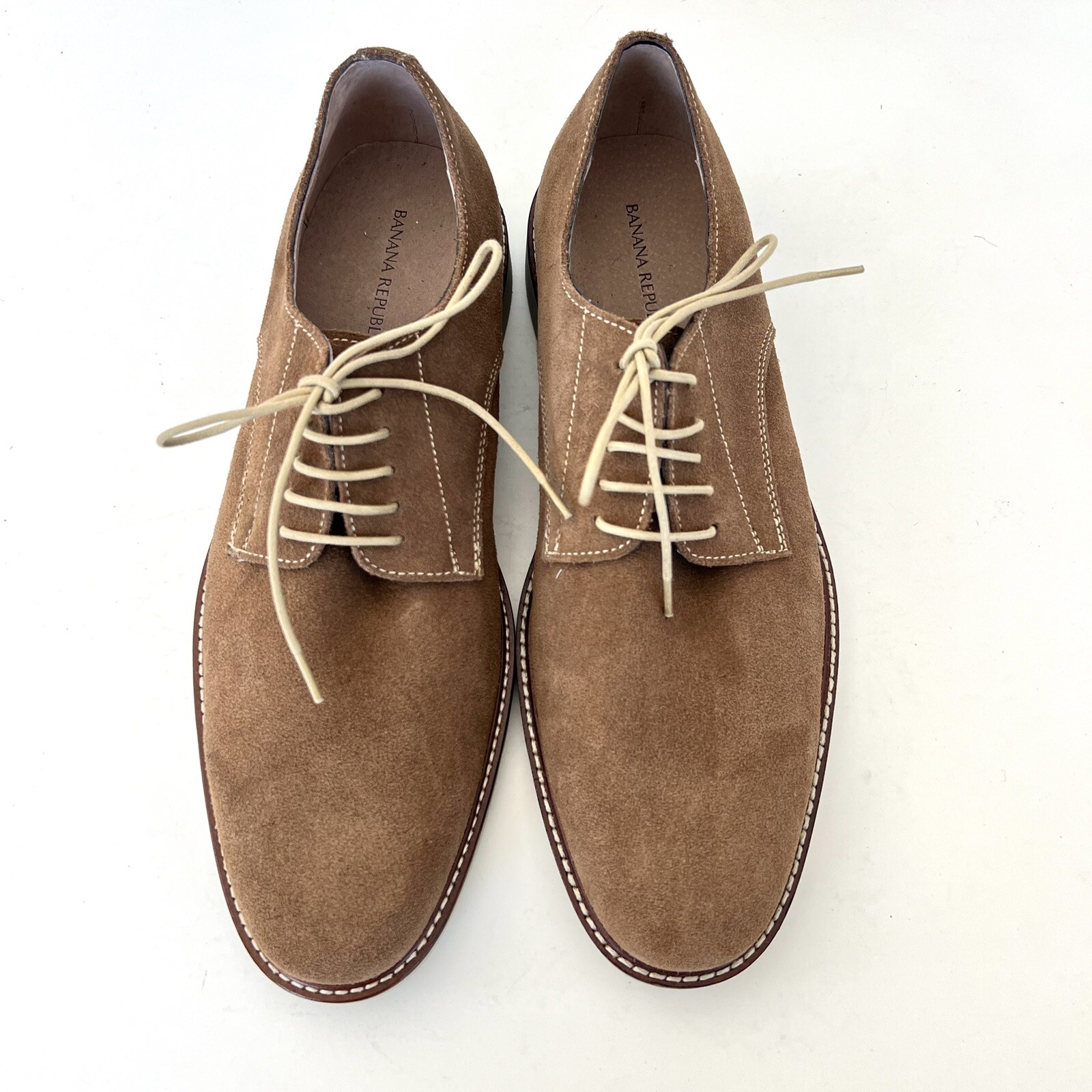 SAOLA Scarpe Oxford BANANA REPUBLIC uomo Dewitt suola crepe marrone scamosciato stringate taglia 10 nuove senza scatola