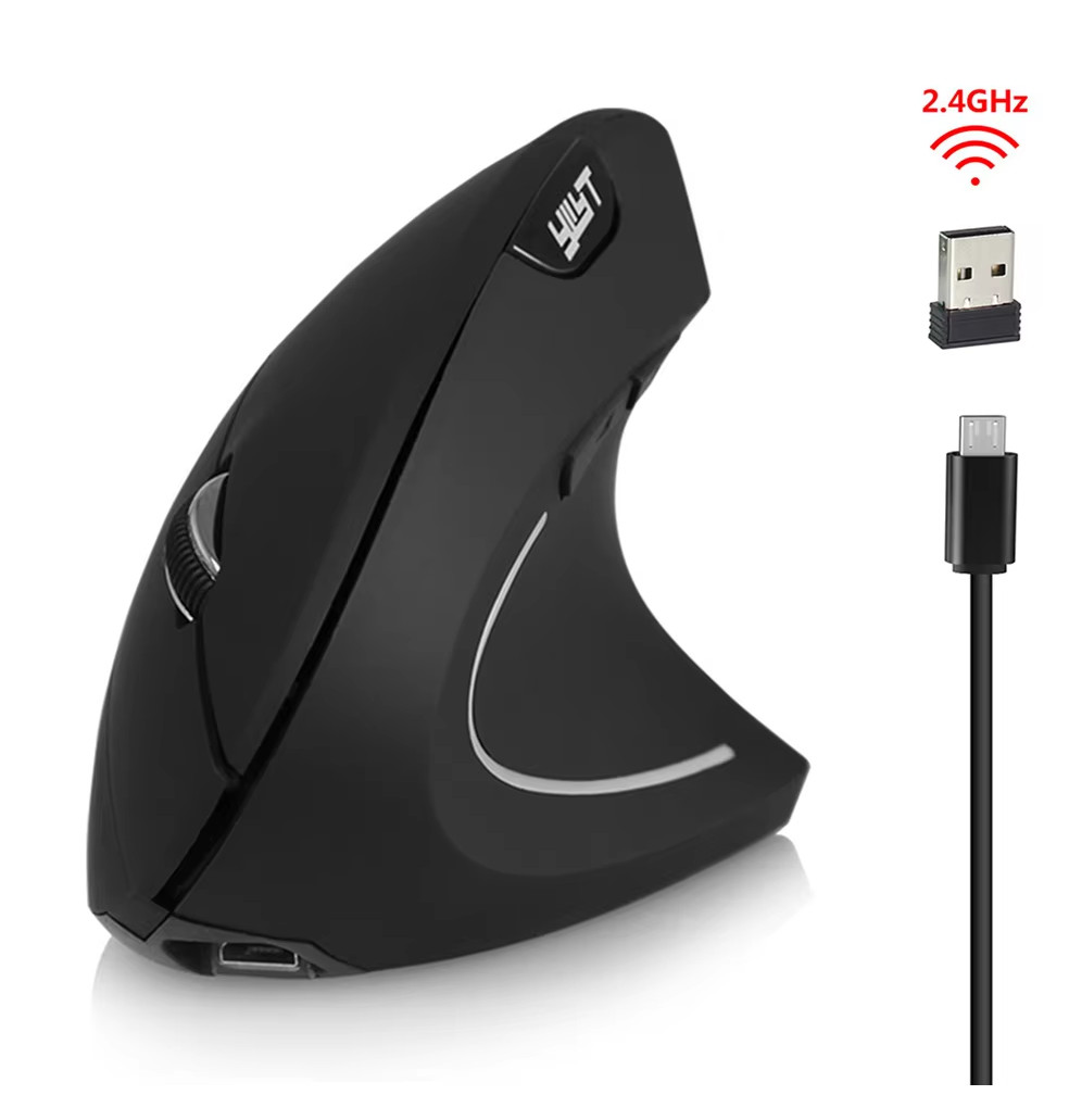 Souris optique verticale sans fil rechargeable pour PC et ordinateur portable