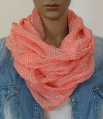 Loop Schlauchschal Tuch Sommer Frühling kl. Punkte  - rosa/weiß -  Neu!!! B-10