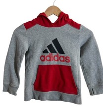 adidas Boys Hooded Sweatshirt - Size 6 red/gray