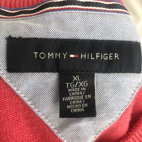 Tommy Hilfiger Men’s XL Pink Striped V Neck Knit Sweater Long Sleeve Pullover - Picture 12 of 12