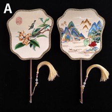 1pc Chinese Suzhou Embroidery Double-sided Heterochromatic Round Fan Palace Fan