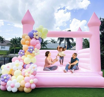 13.5x12FT Commercial PVC Inflatable Bounce House Pink Bouncy Castle for Wedding