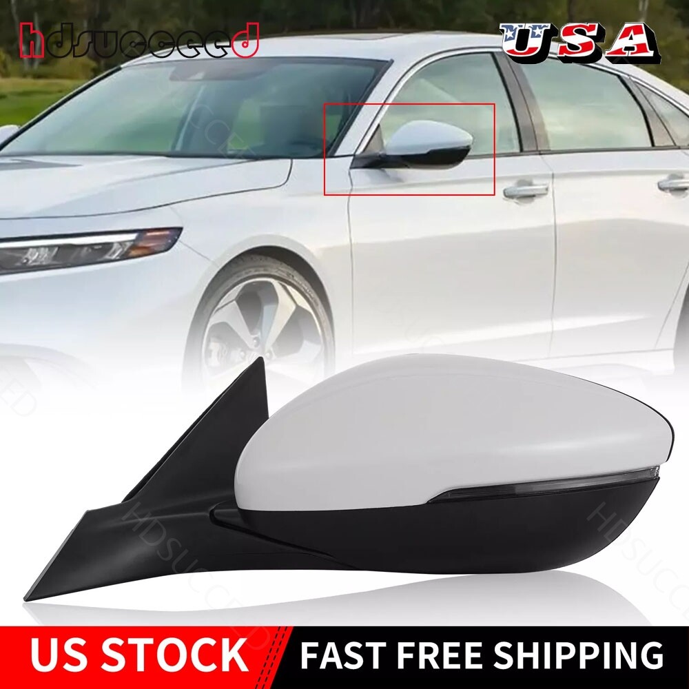 8Pin Driver Side Mirror BSM White Heated Turn Signal Lamp For Honda Accord 18-22