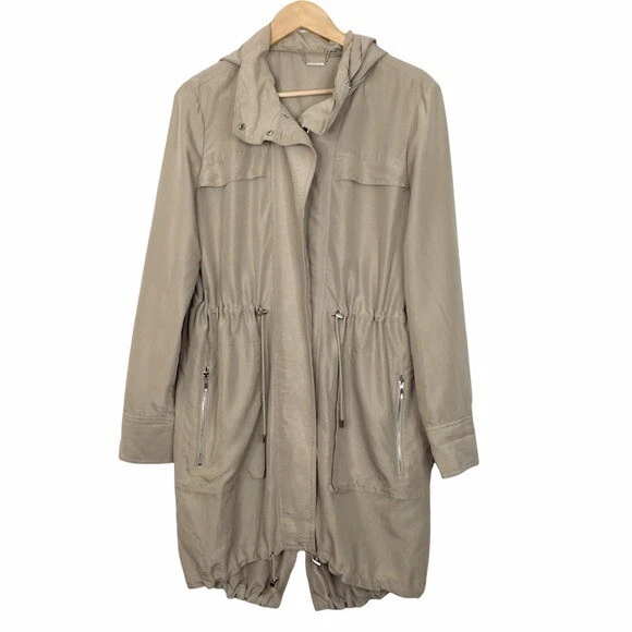 Elie Tahari Daria Jacket Womens Utility Drawstring Hooded Long