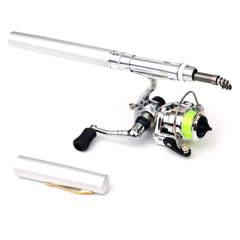Pocket Collapsible Fishing Rod Reel Combo Mini Pen Fishing Pole Kit Y5A3