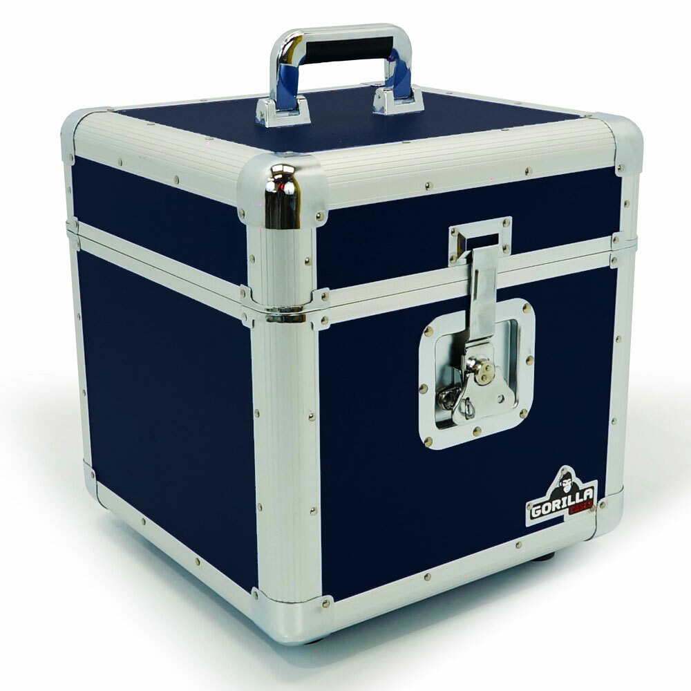 Gorilla LP100 12"" Vinyl Record Storage Box Flight Carry Case Holds 100 (Blue)