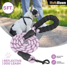 Purple Heavy Duty Dog Leash 5FT Reflective Pet Rope w/Comfortable Padded Handle