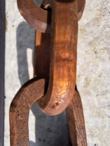 VTG 35" Wood 11 Ring Chain Link Boho Hand-Carved Modern Farmhouse Nautical - Picture 7 of 13