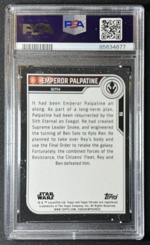 Réfracteur EMPEROR PALPATINE PSA 8 2023 TOPPS Star Wars chrome noir vague FAIBLE POP - Photo 2 sur 2
