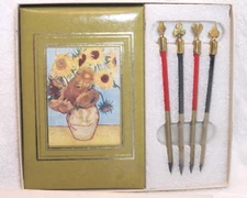 VTG Stylecraft BRIDGE Score Pad & S/4 Pencils *Van Gogh SUNFLOWERS* New In Box