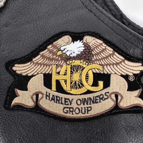 Dream Apparel Genuine Leather Vest with Harley Davidson Logo Pin Plus Patches - Picture 9 of 20