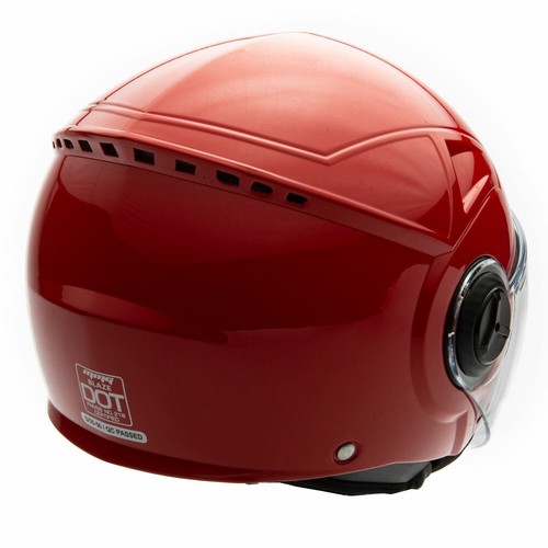 MMG Motorcycle Scooter Pilot Open Face Flip-Up Helmet DOT - Shiny Red Medium - Picture 4 of 6