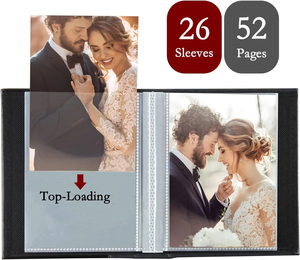 Álbum de Fotos 8X10 Páginas Transparentes Bolsillos Cubierta de Cuero Deslizable en Álbum de Fotos Soporte Foto 2 de 4