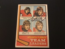 Autographed 1974-75 Topps Tom Lysiak leaders   DEC.     #L-1