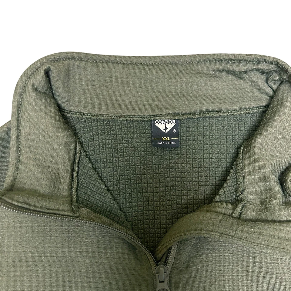 Pullover polar térmico con cremallera capa base táctica Condor verde talla 2XL ajustado Foto 3 de 4