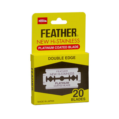 Feather New Hi-Stainless Platinum Coated Double Edge Razor Blades 20pcs