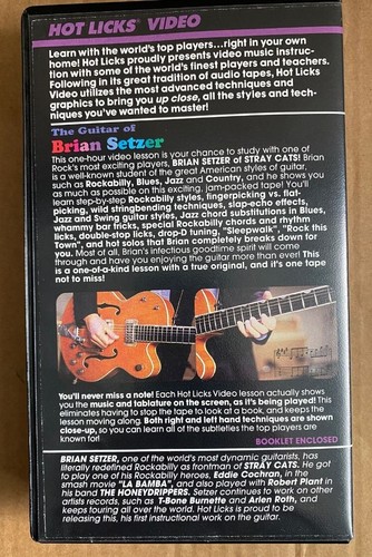 Brian Setzer The Guitar of Brian Setzer Hot Licks VHS Lessons W/Booklet Mint - Picture 3 of 5