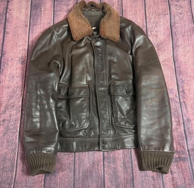 TIMBERLAND Echt Rindsleder Fliegerflug Bomberjacke Braun Herren XL
