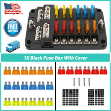 12-Way Fuse Box Block Holder +Cover Red LED Indicator Light For 12V 32V Car Boat
